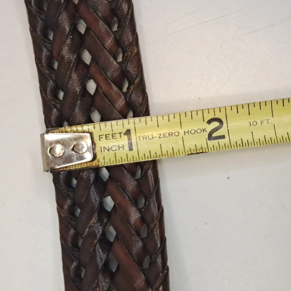 Roundtree & Yorke Mens Braided Brown Genuine Leather Belt Size 52 MB5053B 200